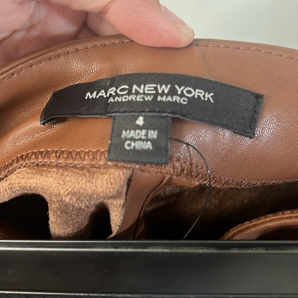 NWOT Marc New York Women's Brown Faux Leather Soft Cropped Wide Leg Pants Size 4 - Picture 6 of 7